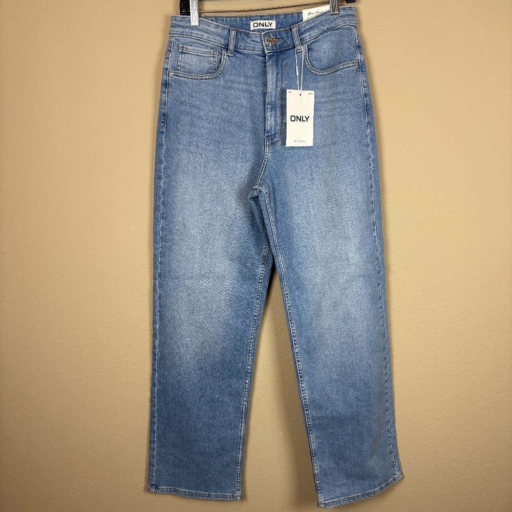 NWT Only Maddie Extra High Waist Wide Leg Cotton Blend Stretch Denim Jeans